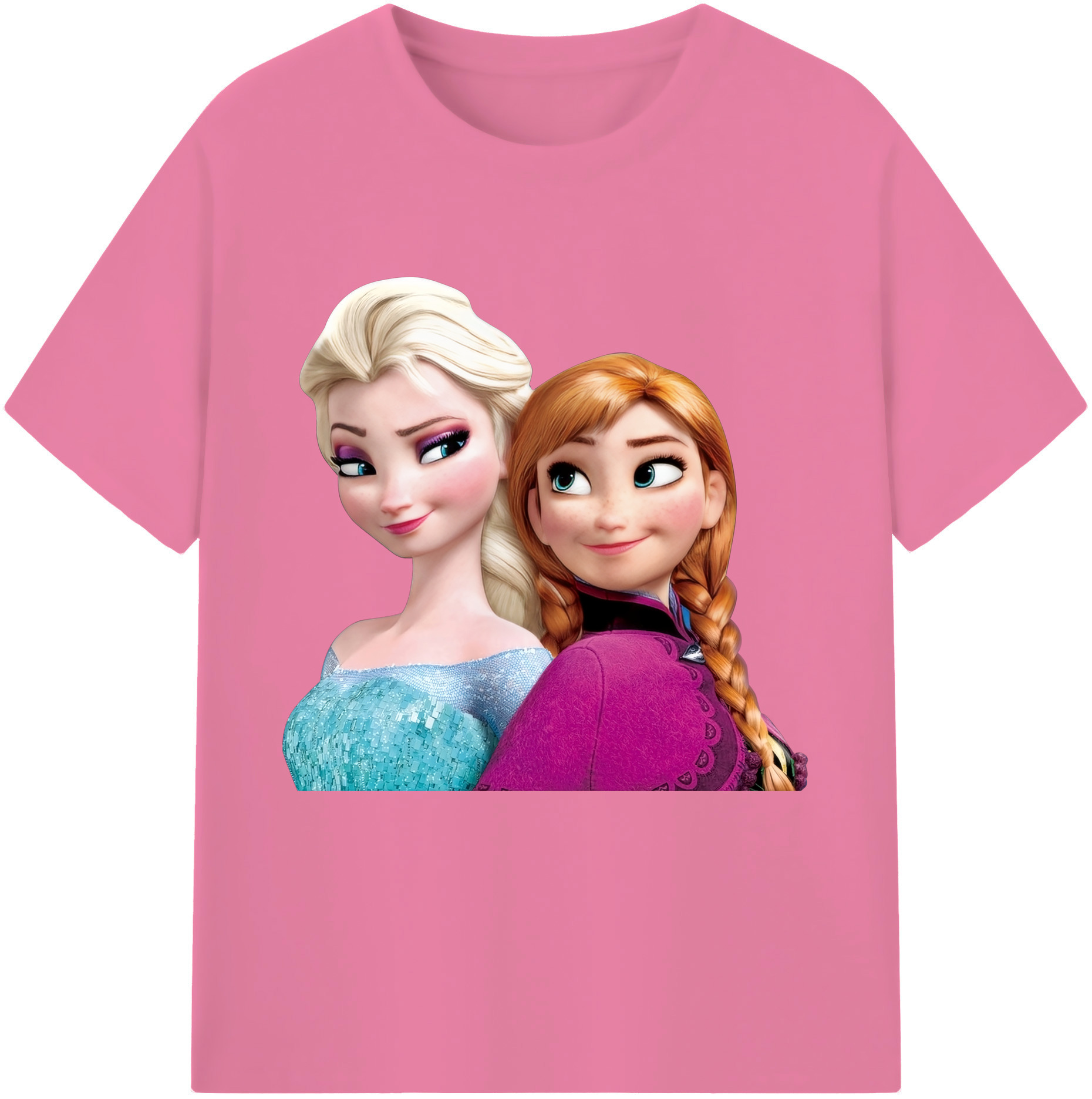（画像用） アナと雪の女王 アンナ エルサ Frozen Anna Elsa 綿100％半袖Tシャツ（フロントプリント）